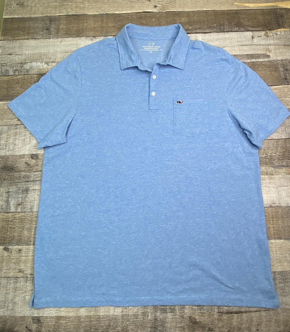 Vineyard Vines Polo Shirt Mens XL Blue Edgartown Performance Nakoma Course Logo